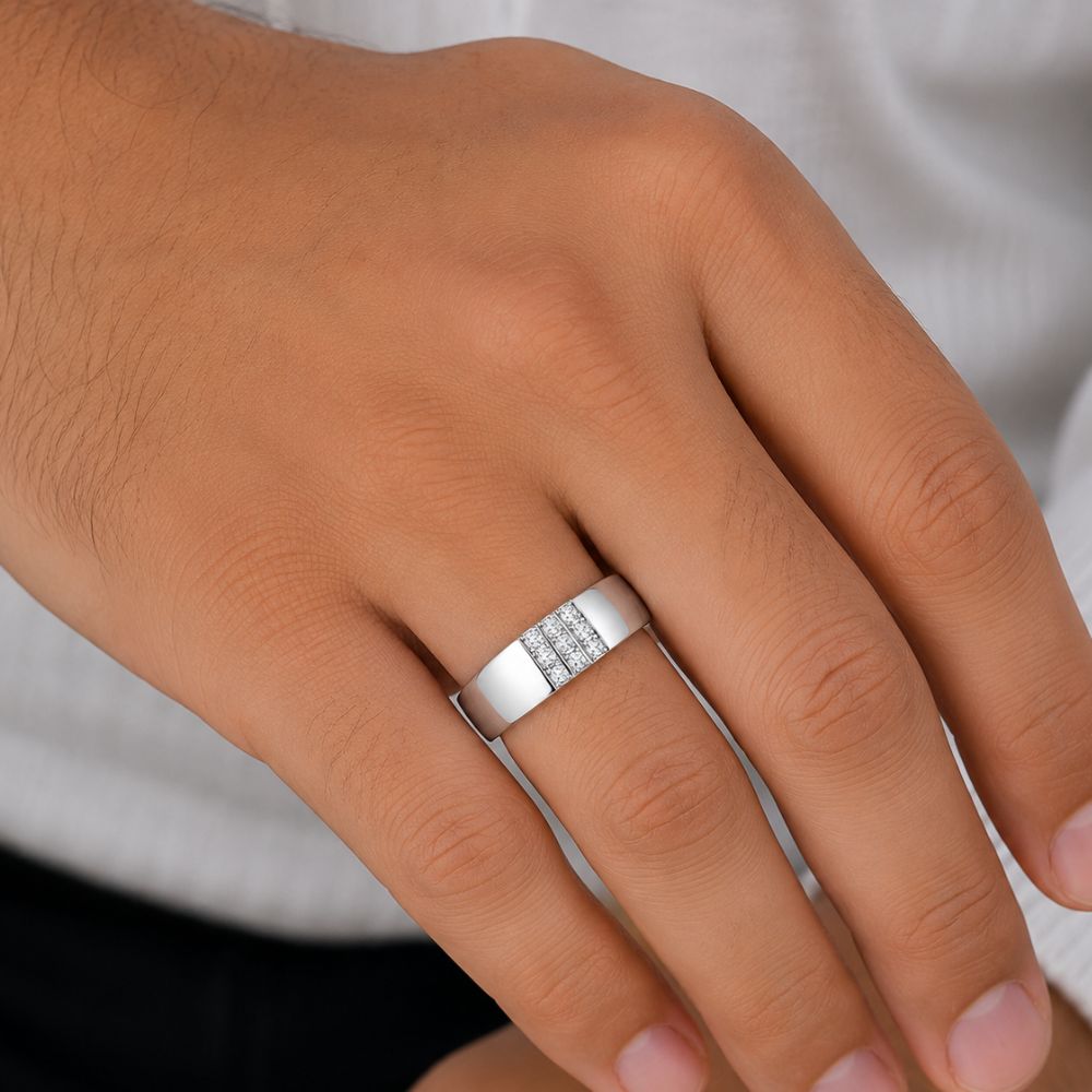 Round Cut Pave Set Lab Grown Diamond Wedding Band