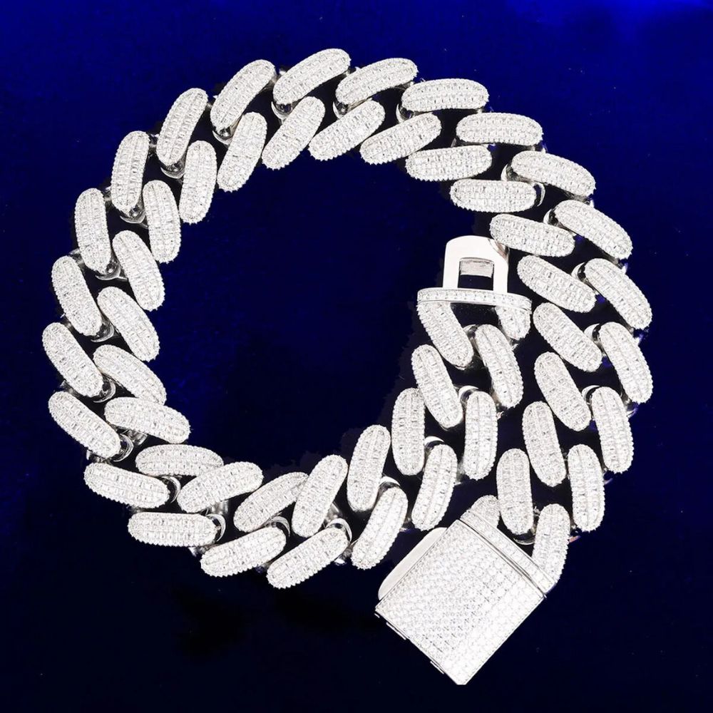 Round & Baguette Cut Lab Grown Diamond Iced Out Chain For Men