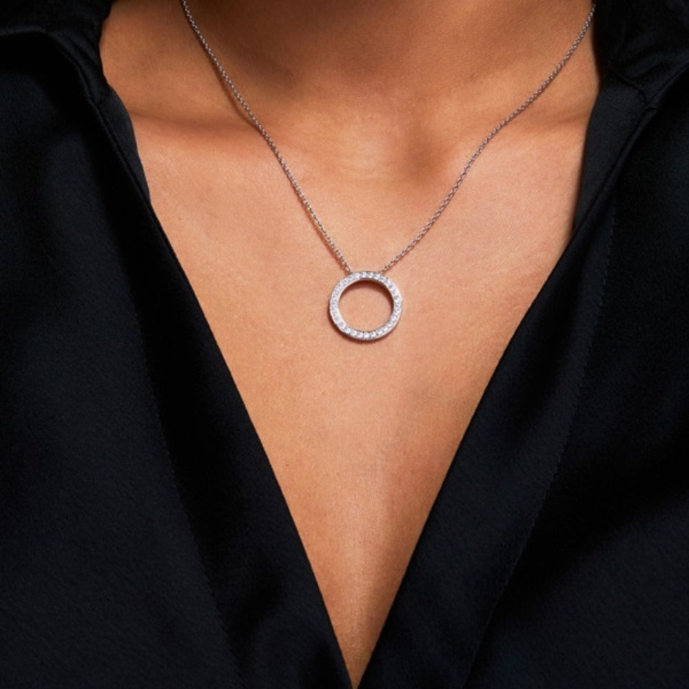 Moissanite Round Brilliant Cut Pave Set Pendant