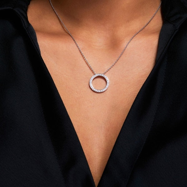 Moissanite Round Brilliant Cut Pave Set Pendant