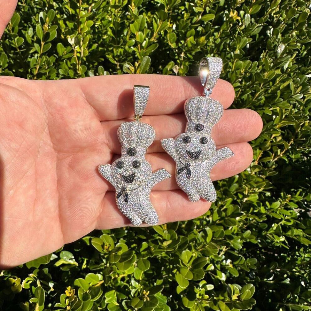 Iced Out Moissanitye Pillsbury Doughboy Hip Hop Pendant