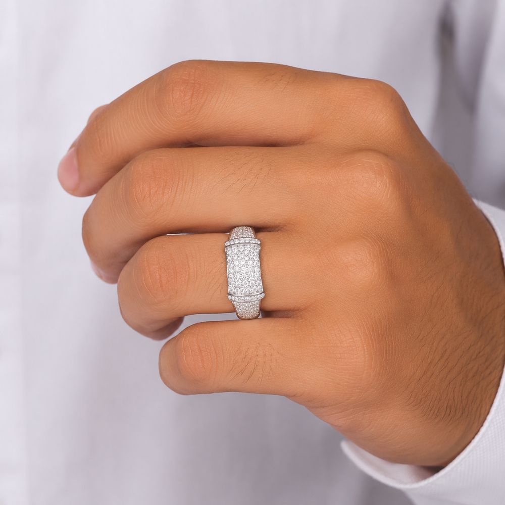 Lab Grown Diamond Round Cut Pave Set Engagement Ring