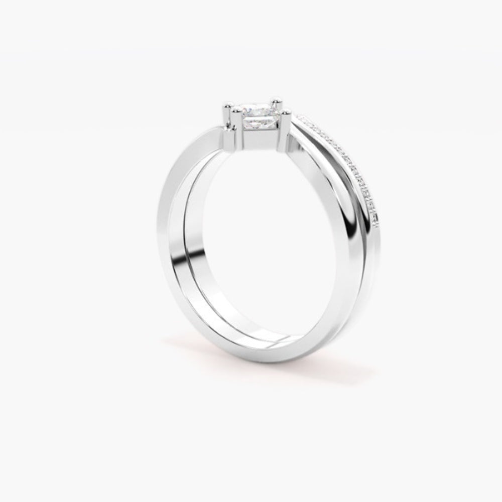 Princess Cut Moissanite Buypass Style Wedding Ring Set