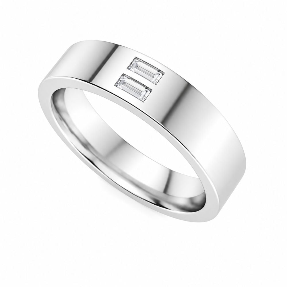 Baguette Cut Lab Grown Diamond  Flush Set Wedding Band