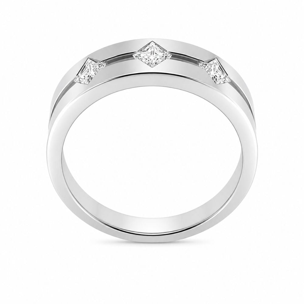 Princess Cut Lab Grown Diamond Wedding Band For Men