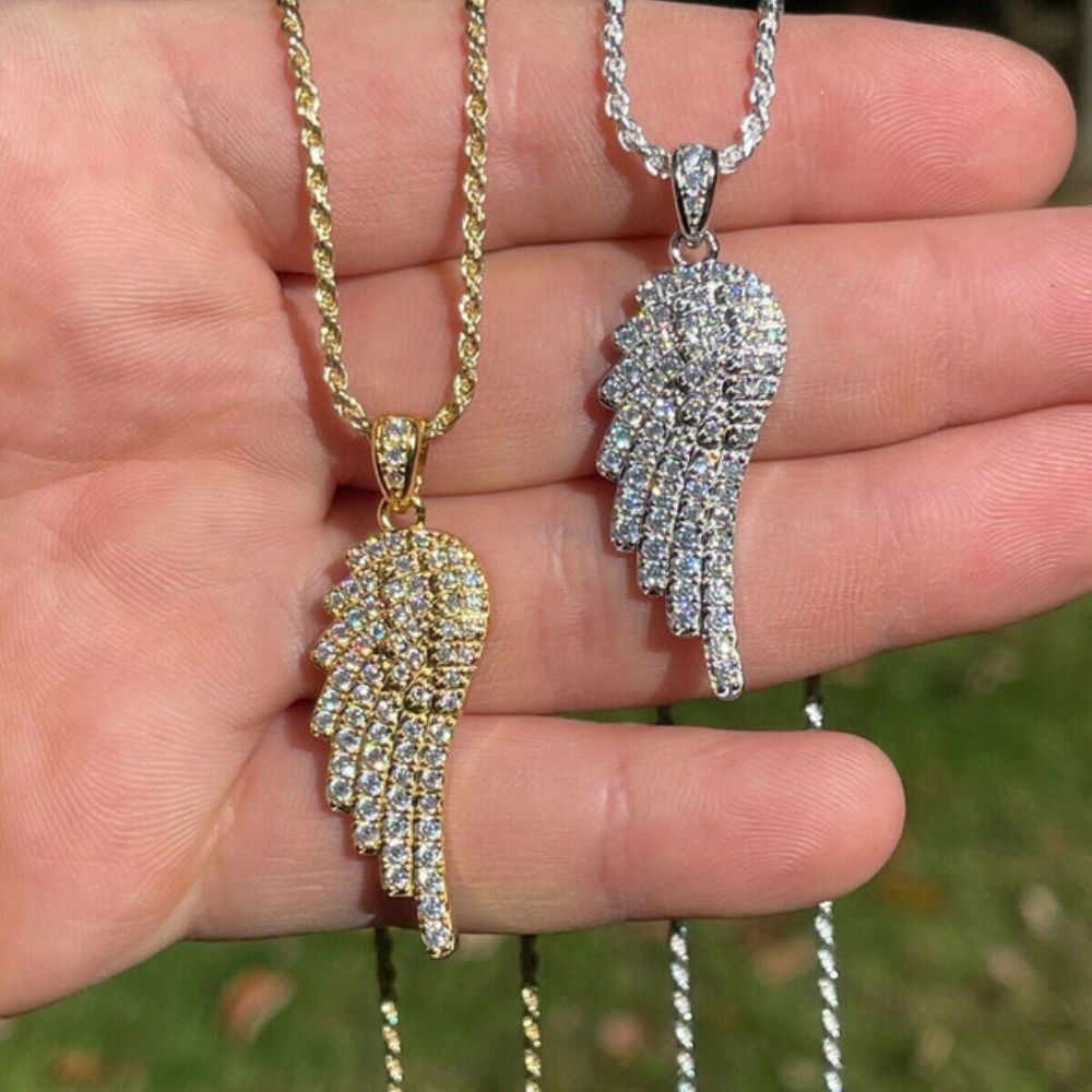 Moissanite Diamond Angel Wing Iced Out Hip Hop Pendant