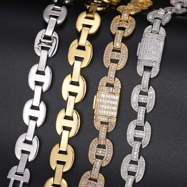 Baguette Cut & Round Cut Lab Grown Diamond Cuban Link Chain