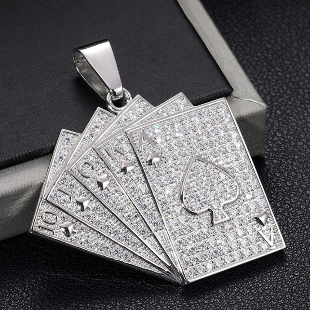 Playing Cards Moissanite Iced Out Hip Hop Pendant