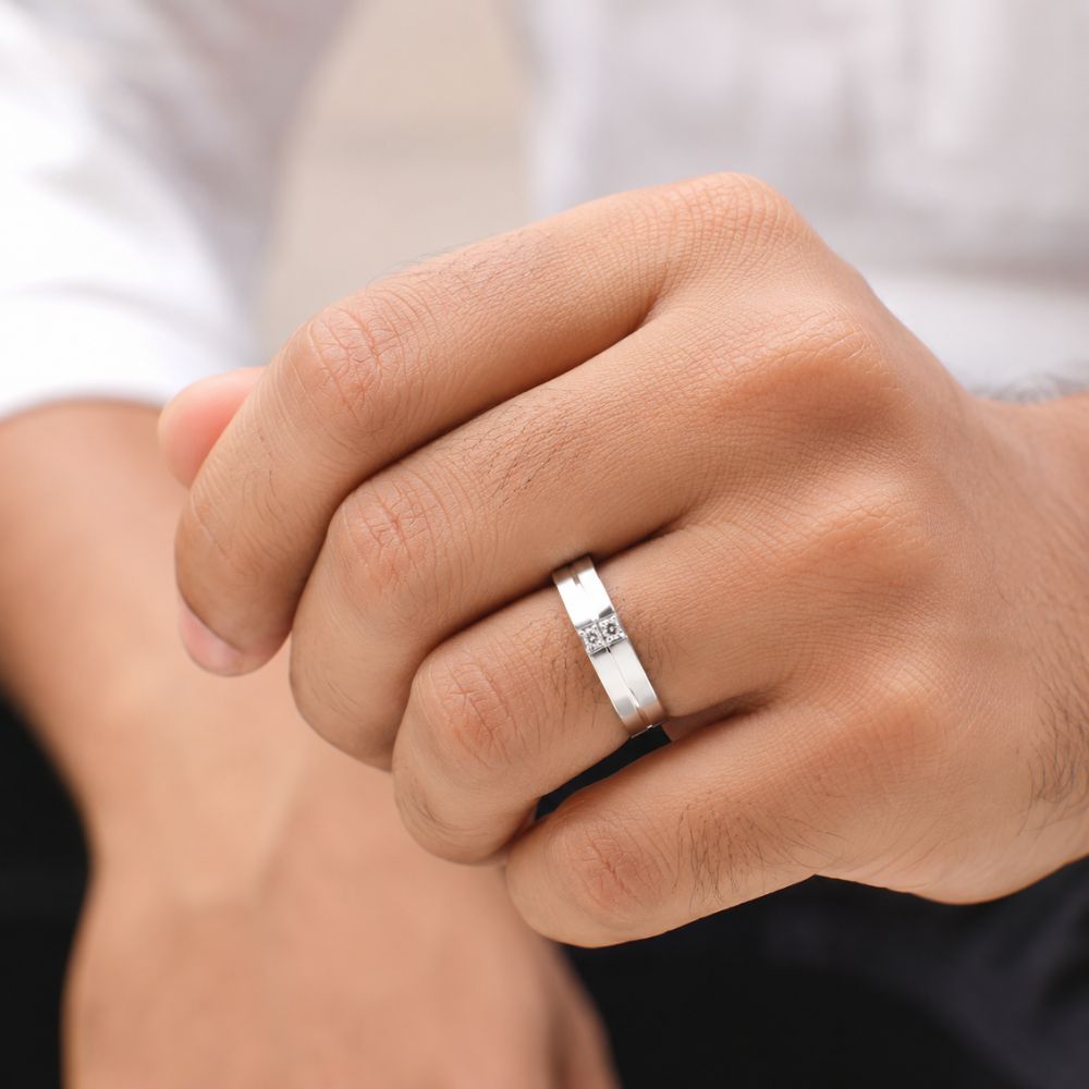 Princess Cut Lab Grown Diamond Channel Set Men's Band
