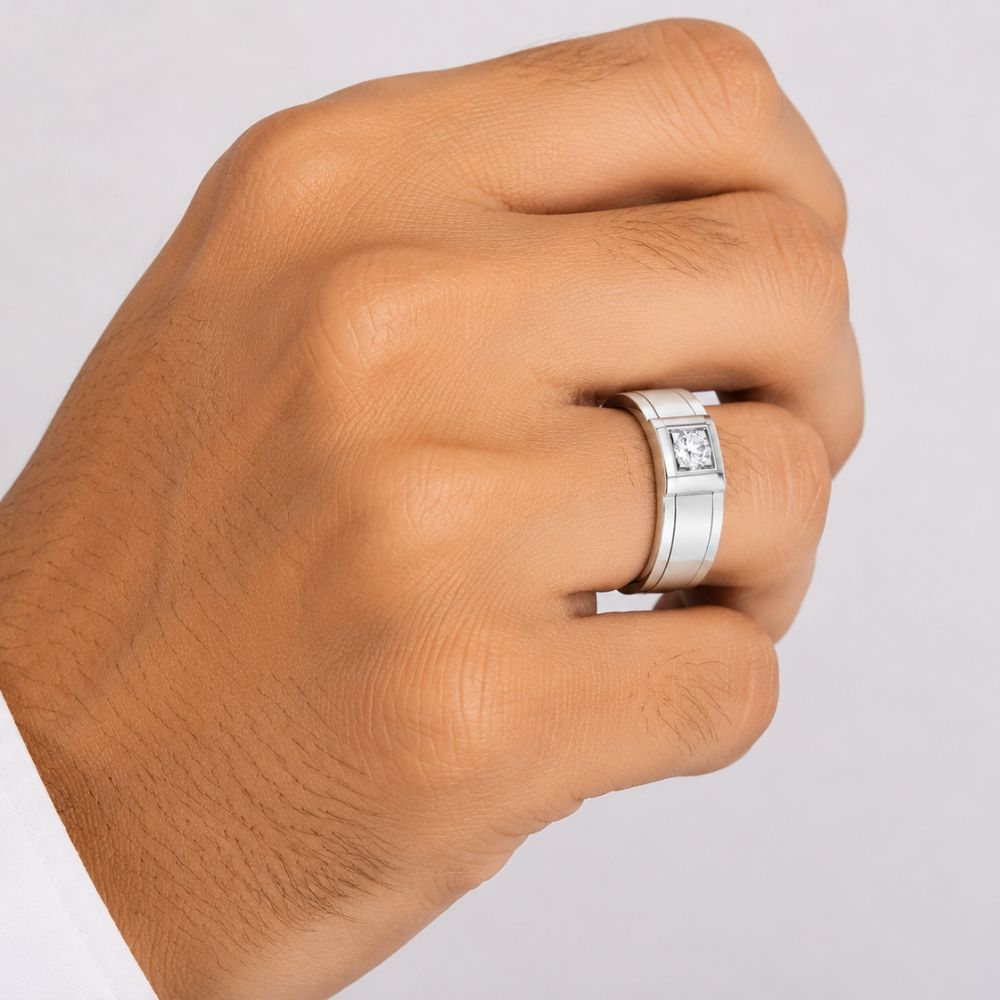 Lab Grown Diamond Round Cut Men's Wedding Band