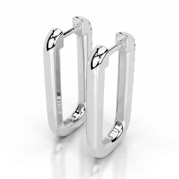 Round Cut Moissanite  Pave Set Classic Hoop Earrings