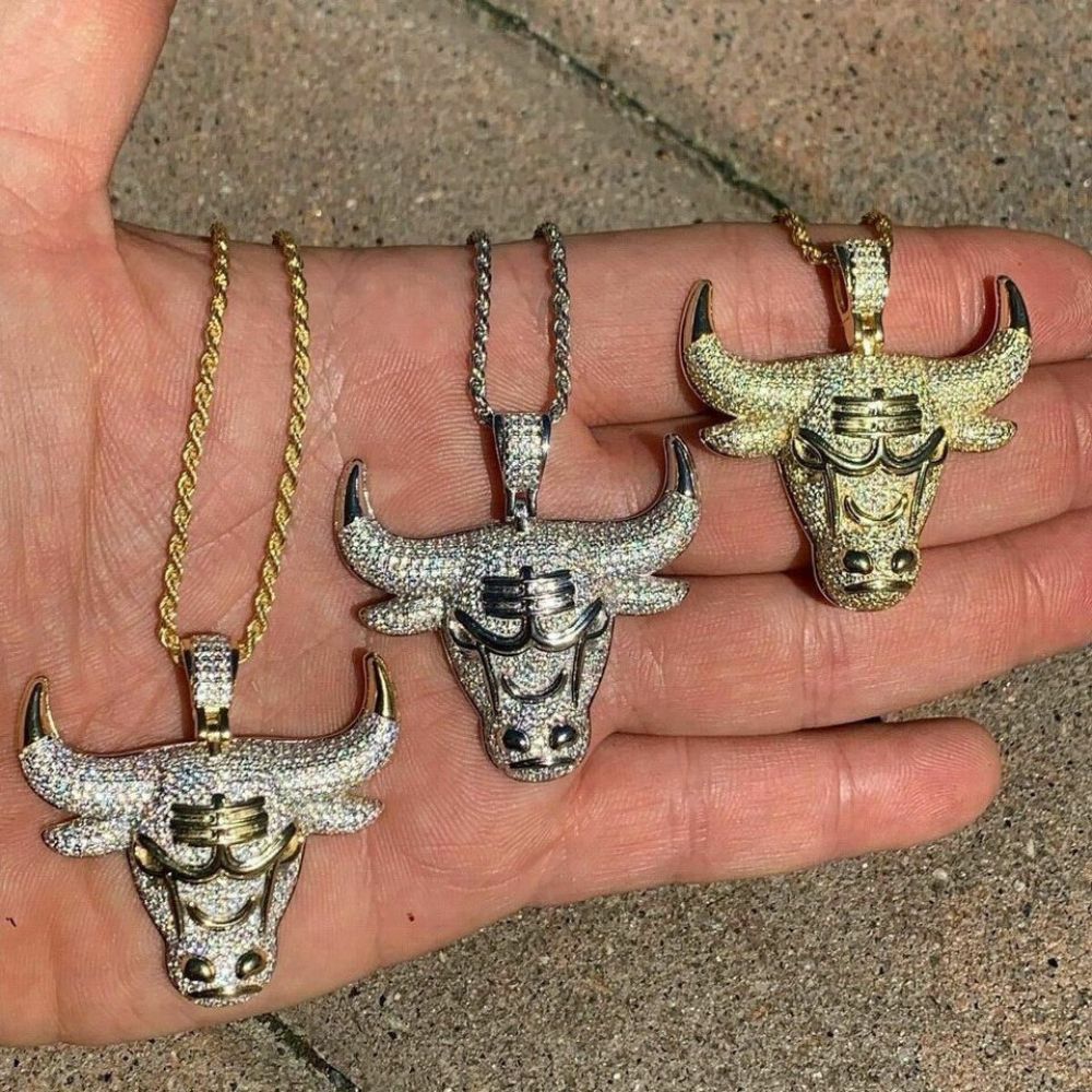 Bull Head Iced Out Moissanite Diamond Hip Hop Pendant