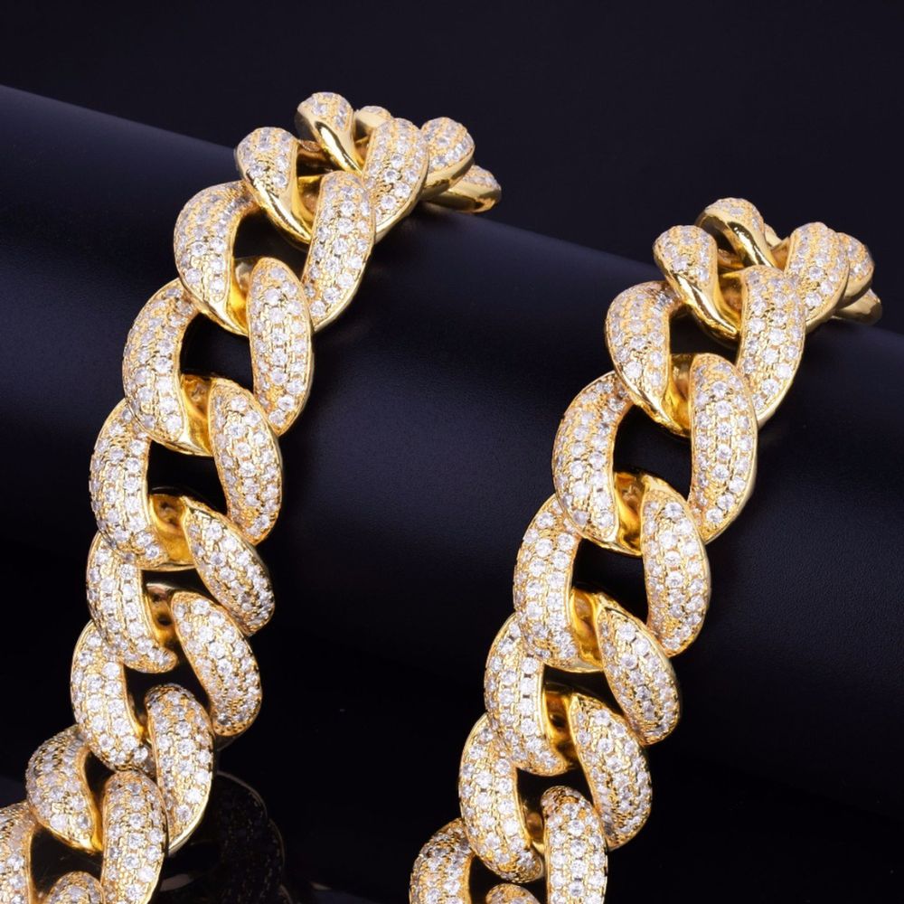 Lab Grown Diamond Round Cut Miami Link Chain For Men