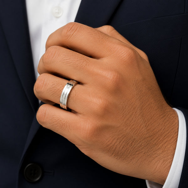 Lab Grown Diamond Round Cut Flush Set Men's Wedding Band