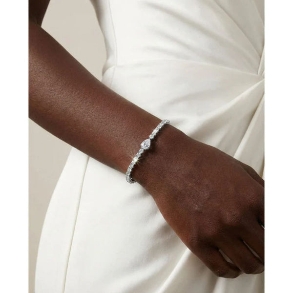 Pear & Round Cut Moissanite Tennis Bracelet For Birthday Gift