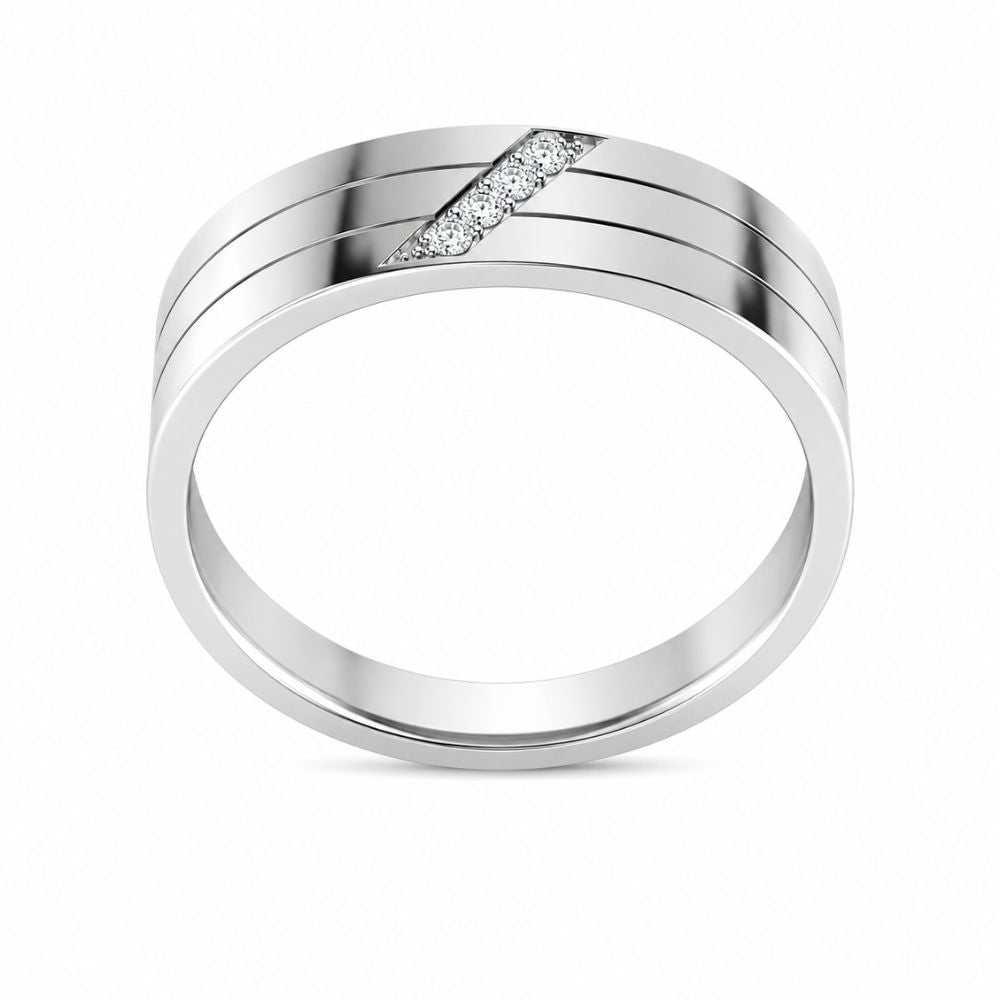 Round Cut Lab Grown Diamond Pave Set Men's Band