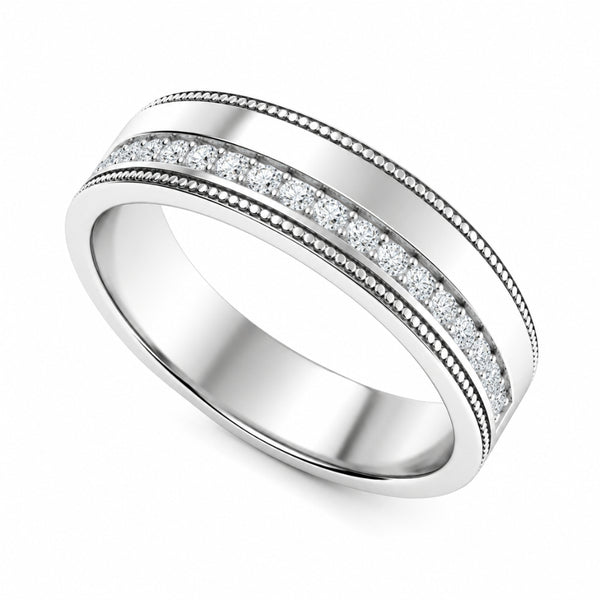 Round Cut Lab Grown Diamond Filigree Style Men's Wedding Band
