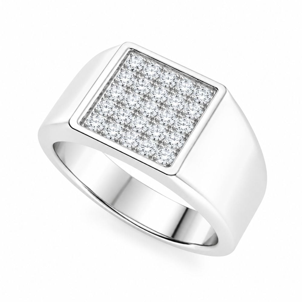 Lab Grown Diamond Round Cut Pave Set Men's Ring For Birthday Gift