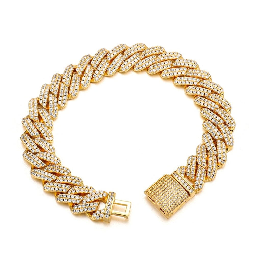 Moissanite Round Cut Cuban Link Men's Hip Hop Bracelet
