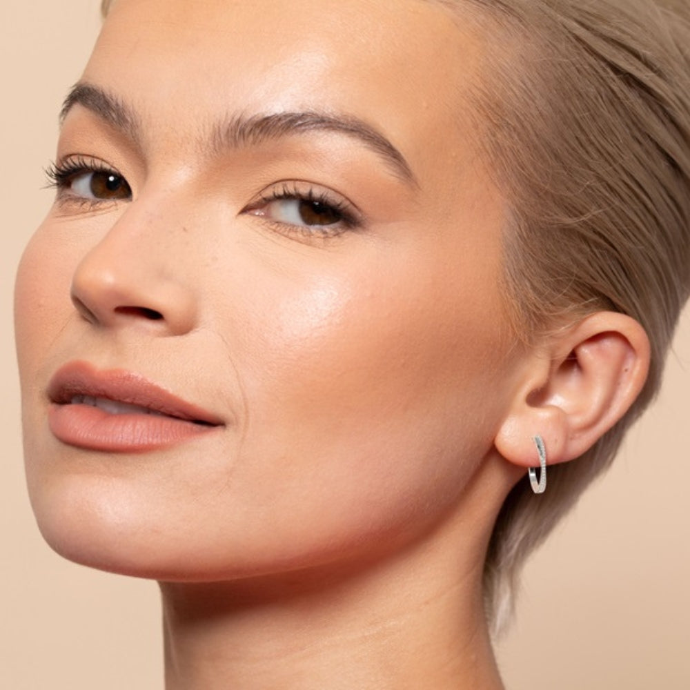 Round Cut Pave Set Moissanite Hoop Earrings