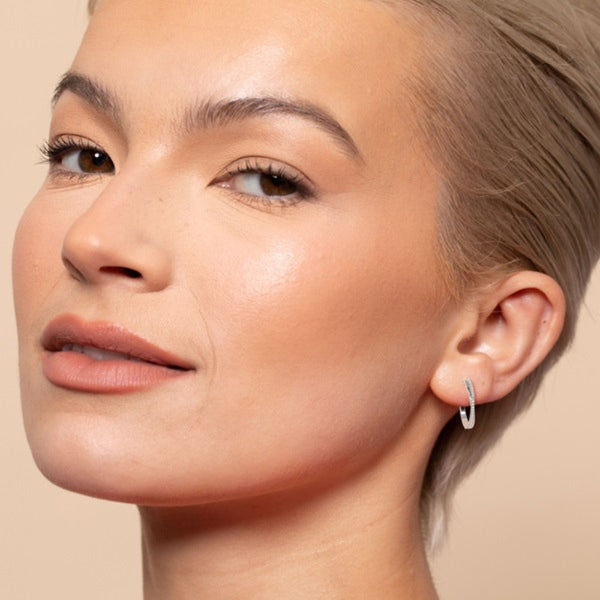 Round Cut Pave Set Moissanite Hoop Earrings