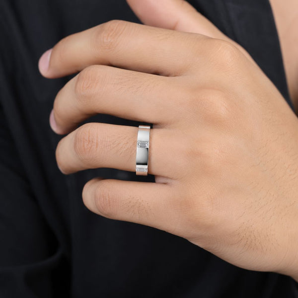 Baguette Cut Lab Grown Diamond Bar Set Wedding Band