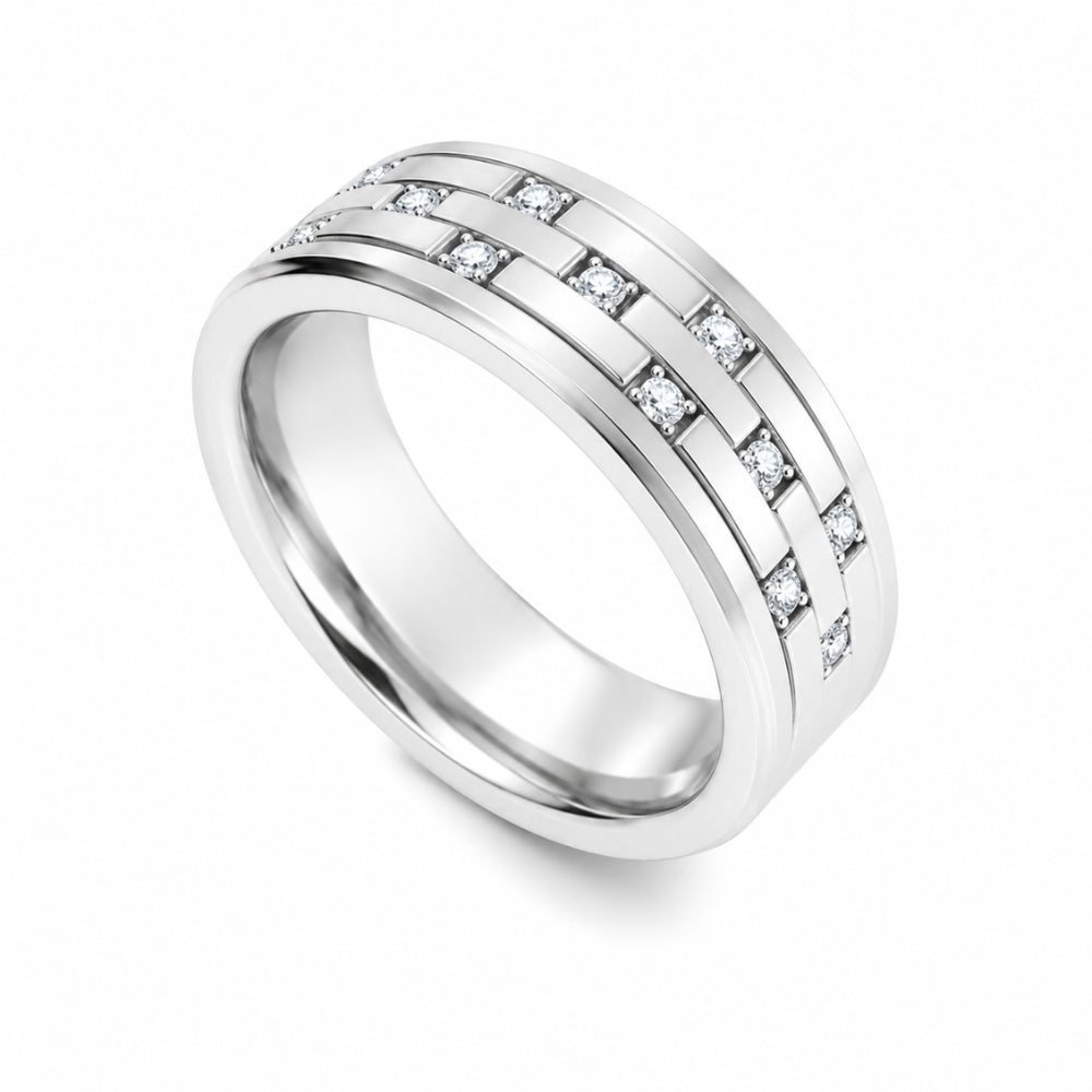 Lab Grown Diamond Round Cut Distance Pave Set Wedding Band