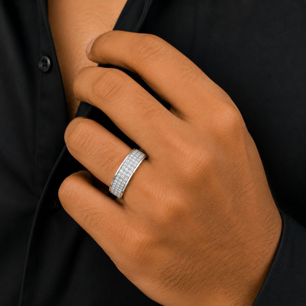 Lab Grown Diamond Round Cut Pave Set Band For Men
