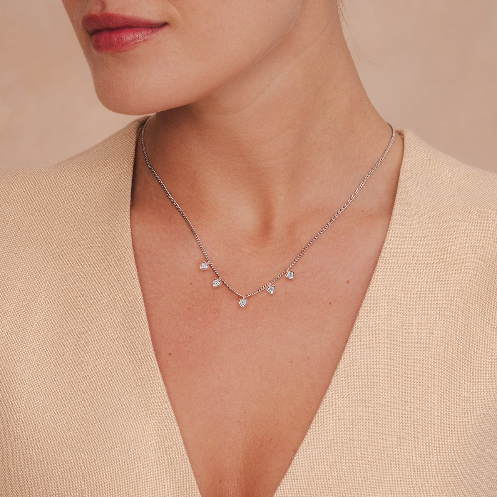 Round Cut Moissanite Five Stone Bezel Set Pendant