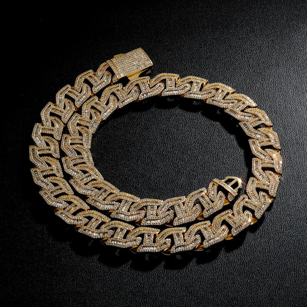 Baguette & Round Cut Lab Grown Diamond Iced Out Chain