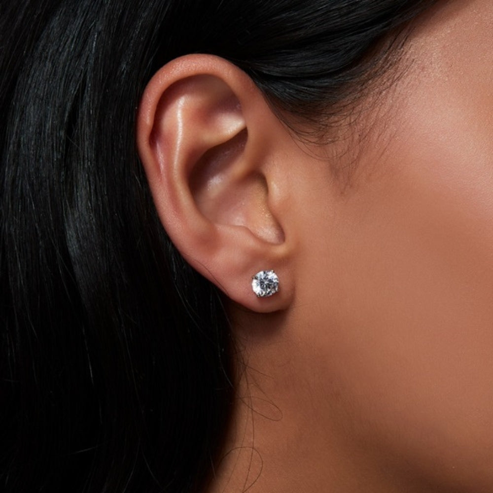 Colorless Moissanite Round Cut Solitaire Earring For Her