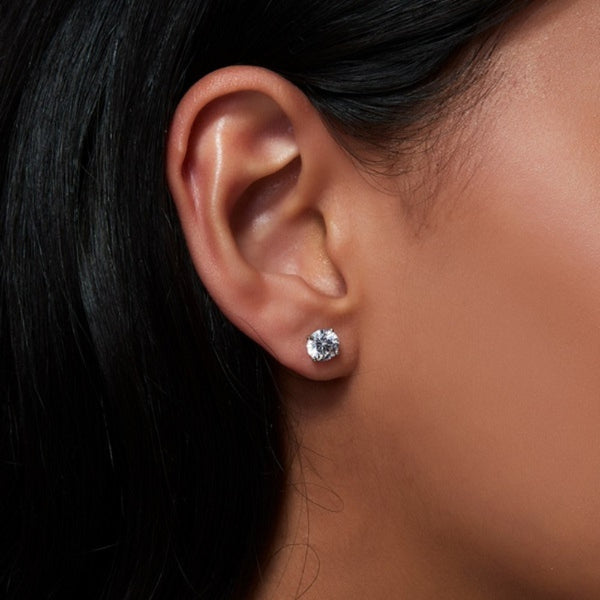 Colorless Moissanite Round Cut Solitaire Earring For Her