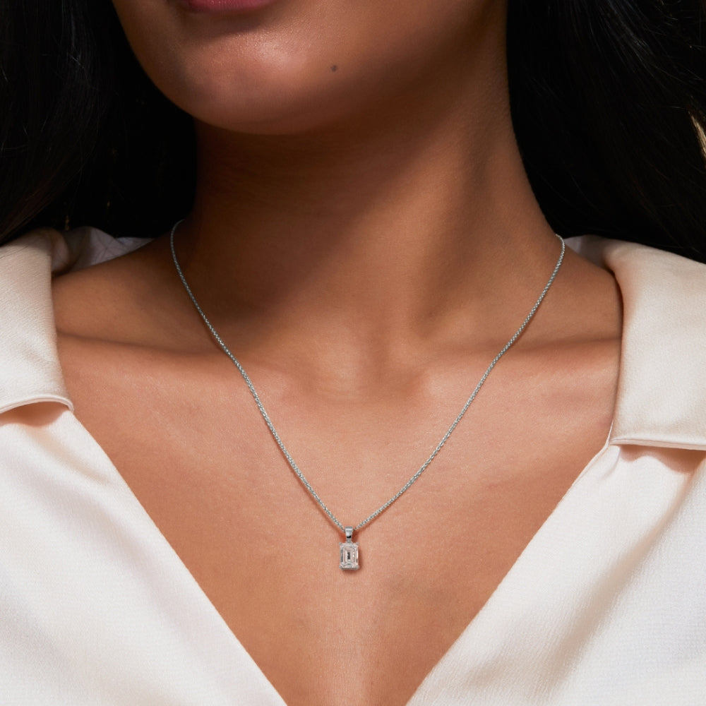 Emerald Cut Solitaire Moissanite Pendant