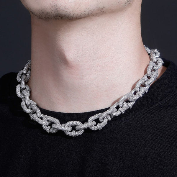 Round Cut Twisted Link Lab Grown Diamond Cuban Chain