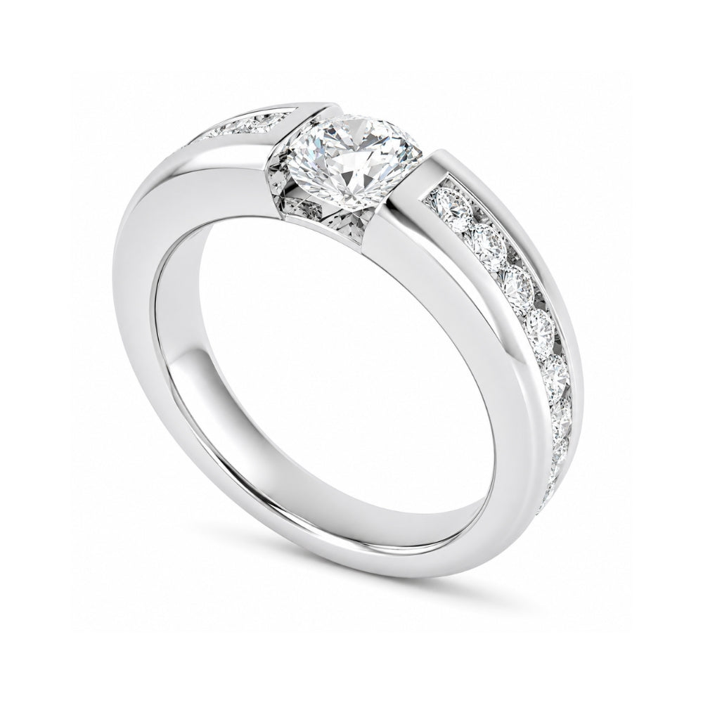 Round Cut Lab Grown Diamond Channel Set Men's Ring For Anniversary Gift