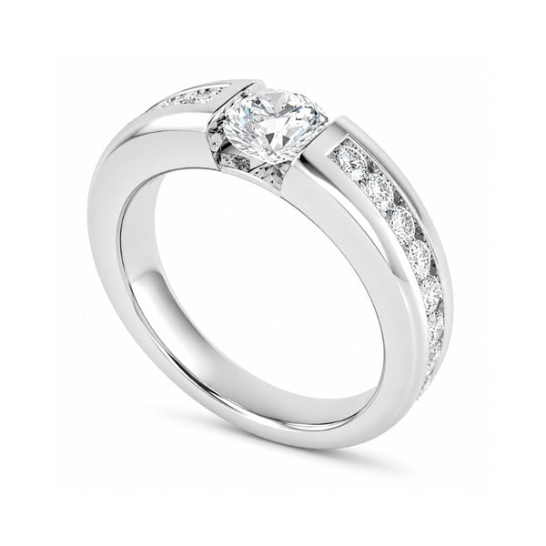 Round Cut Lab Grown Diamond Channel Set Men's Ring For Anniversary Gift