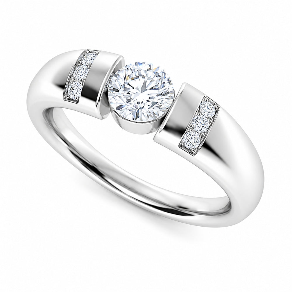 Round Cut Bar Set Lab Grown Diamond Men's Ring For Anniversary Gift
