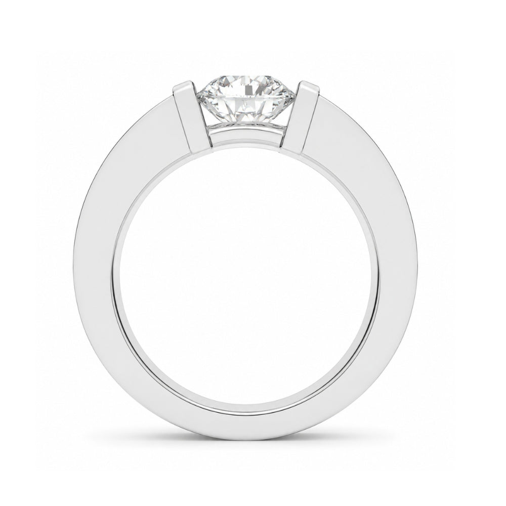 Bar Set Round Cut Lab Grown Diamond Engagement Ring