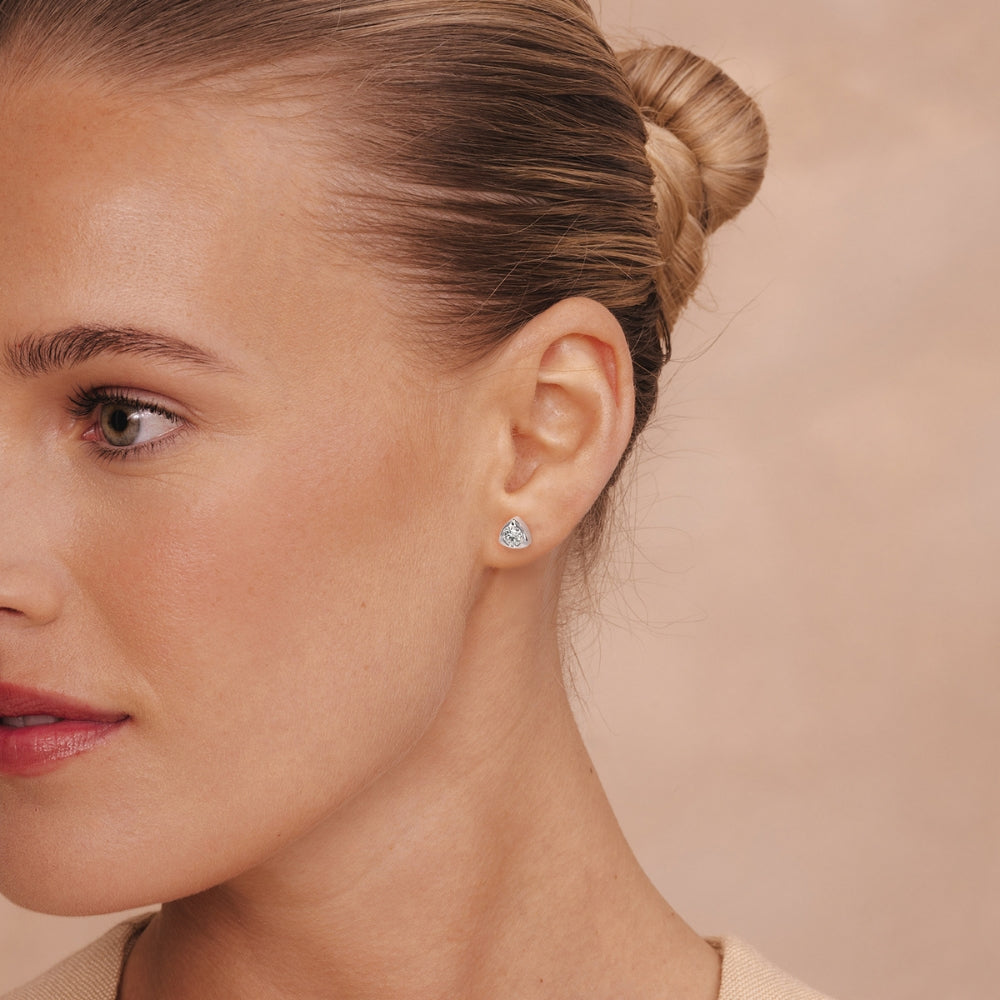 Round Cut Moissanite Bezel Set Solitaire Stud Earring
