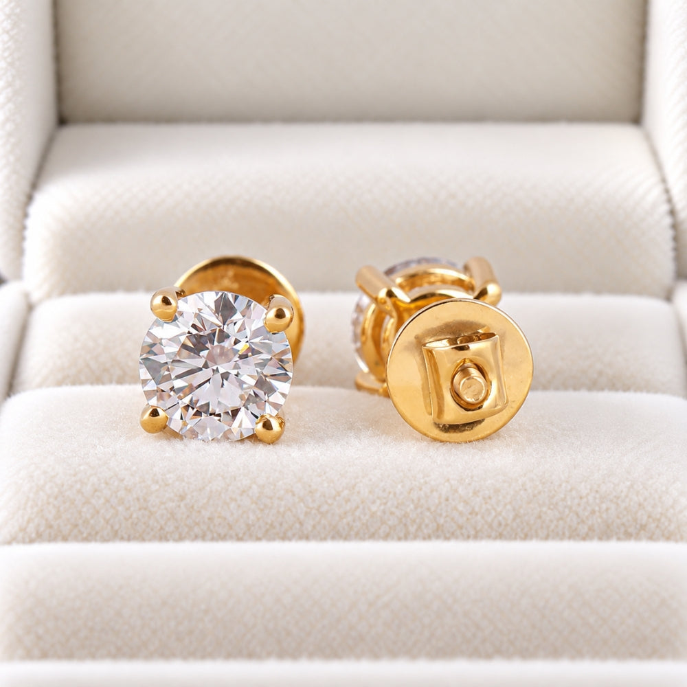 IGI Certified Lab Grown Diamond Round Cut Stud Earrings