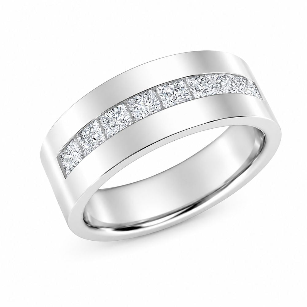 Princess Cut Lab Grown Diamond Channel Set Wedding Band