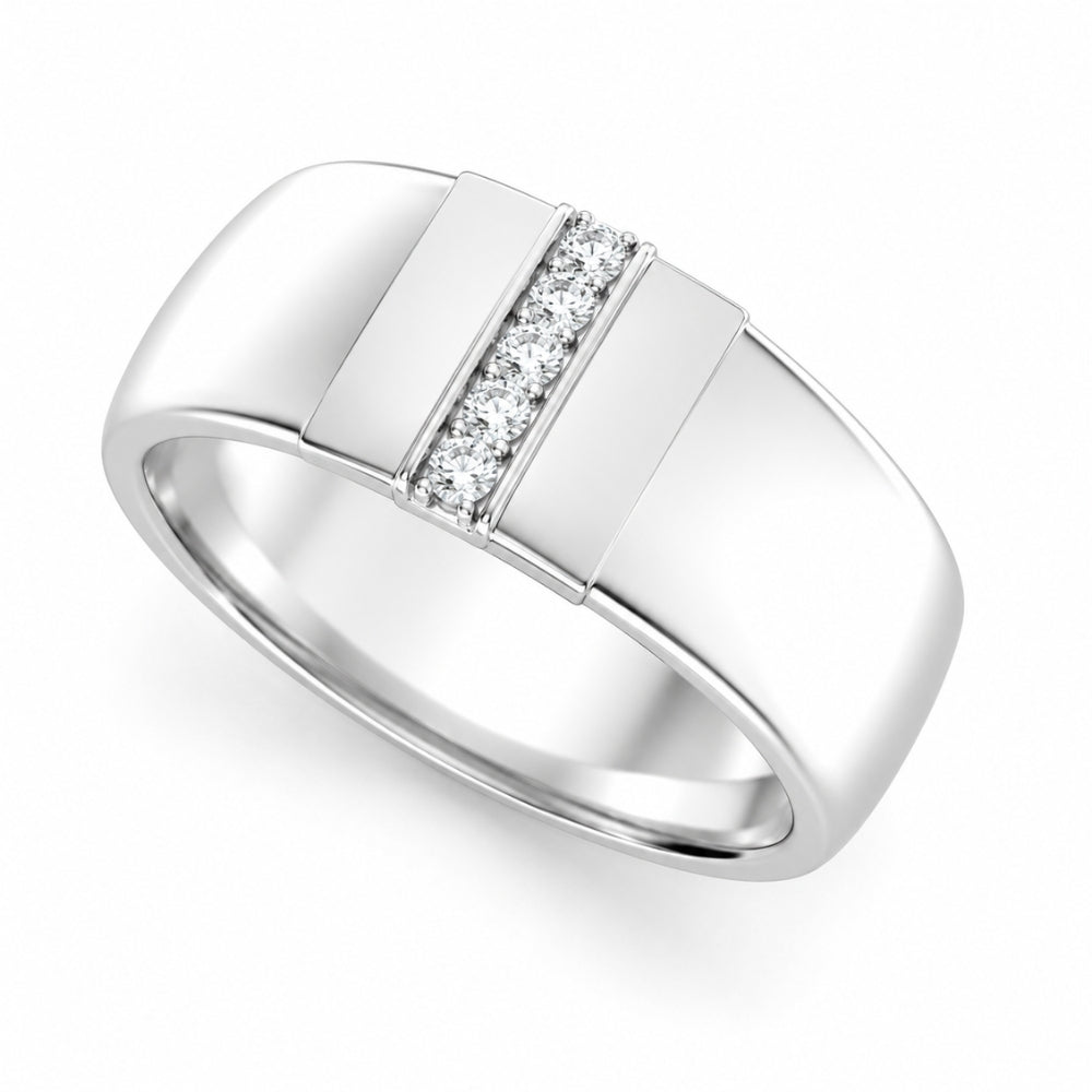 Round Cut Lab Grown Diamond Pave Set Wedding Band For Men