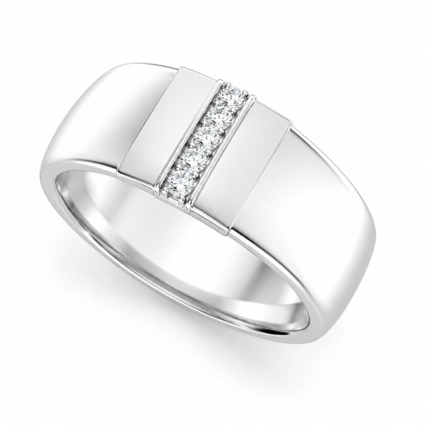 Round Cut Lab Grown Diamond Pave Set Wedding Band For Men