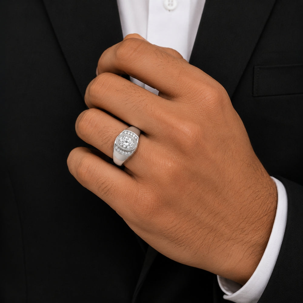 Oval Cut Filigree Style Lab Grown Diamond Men's Engagement Ring