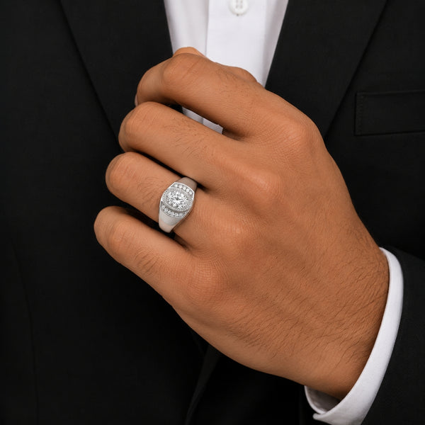 Oval Cut Filigree Style Lab Grown Diamond Men's Engagement Ring