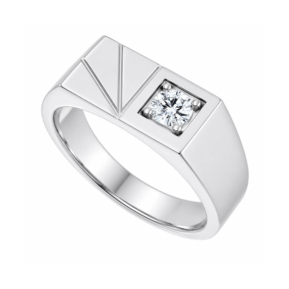 Lab Grown Diamond Round Cut Solitaire Men's Engagement Ring