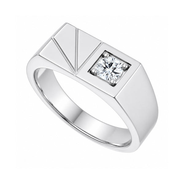 Lab Grown Diamond Round Cut Solitaire Men's Engagement Ring
