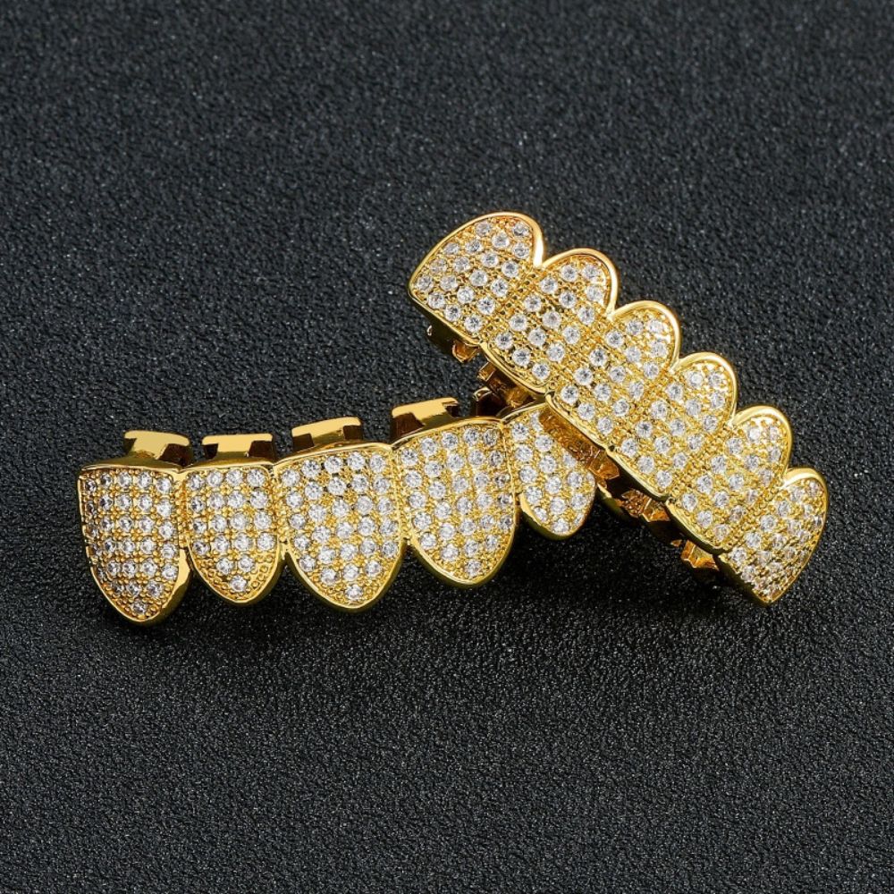Fully Iced Out Moissanite 6 On 6 Hip Hop Grillz