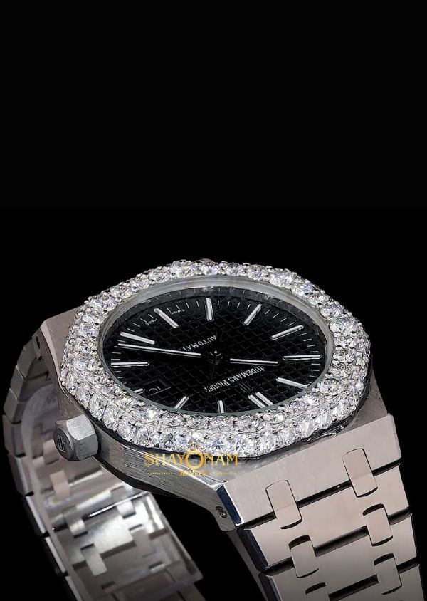 Iced Out Moissanite Diamond Black Dial Luxury Wrist Watch For Men's