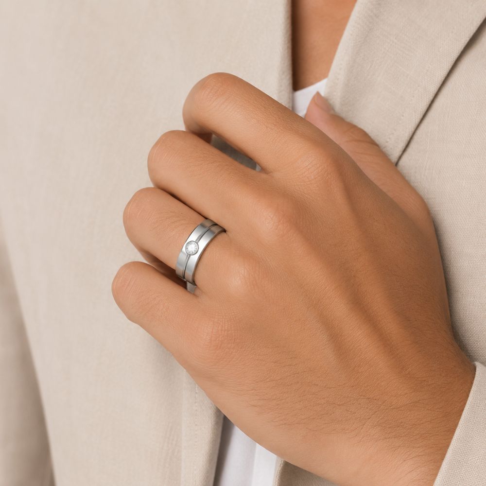 Lab Grown Diamond Round Cut Bezel Set Wedding Band